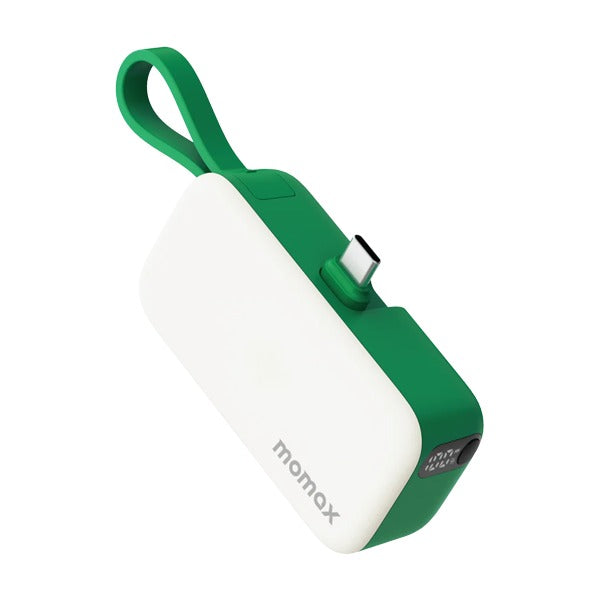 Momax 1-Power Mini 5000mAh Bulit-in foldable USB-C Battery pack | Green Momax 1-Power Mini 5000mAh Bulit-in foldable USB-C Battery pack | Green